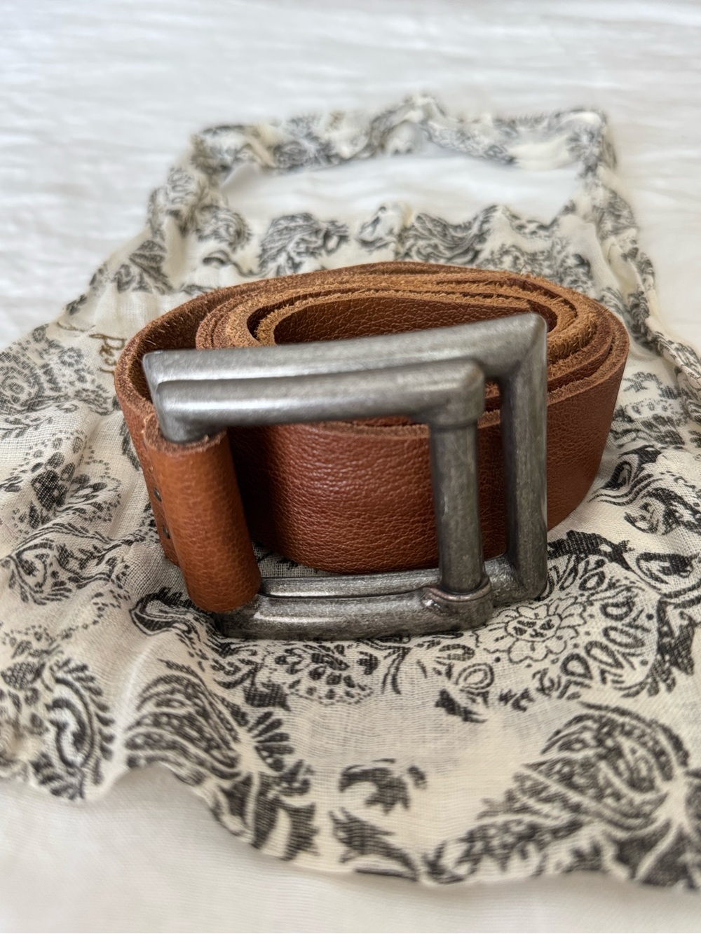 We the Free Soft Leather Belt with Square Silver Buckel. Size S/M